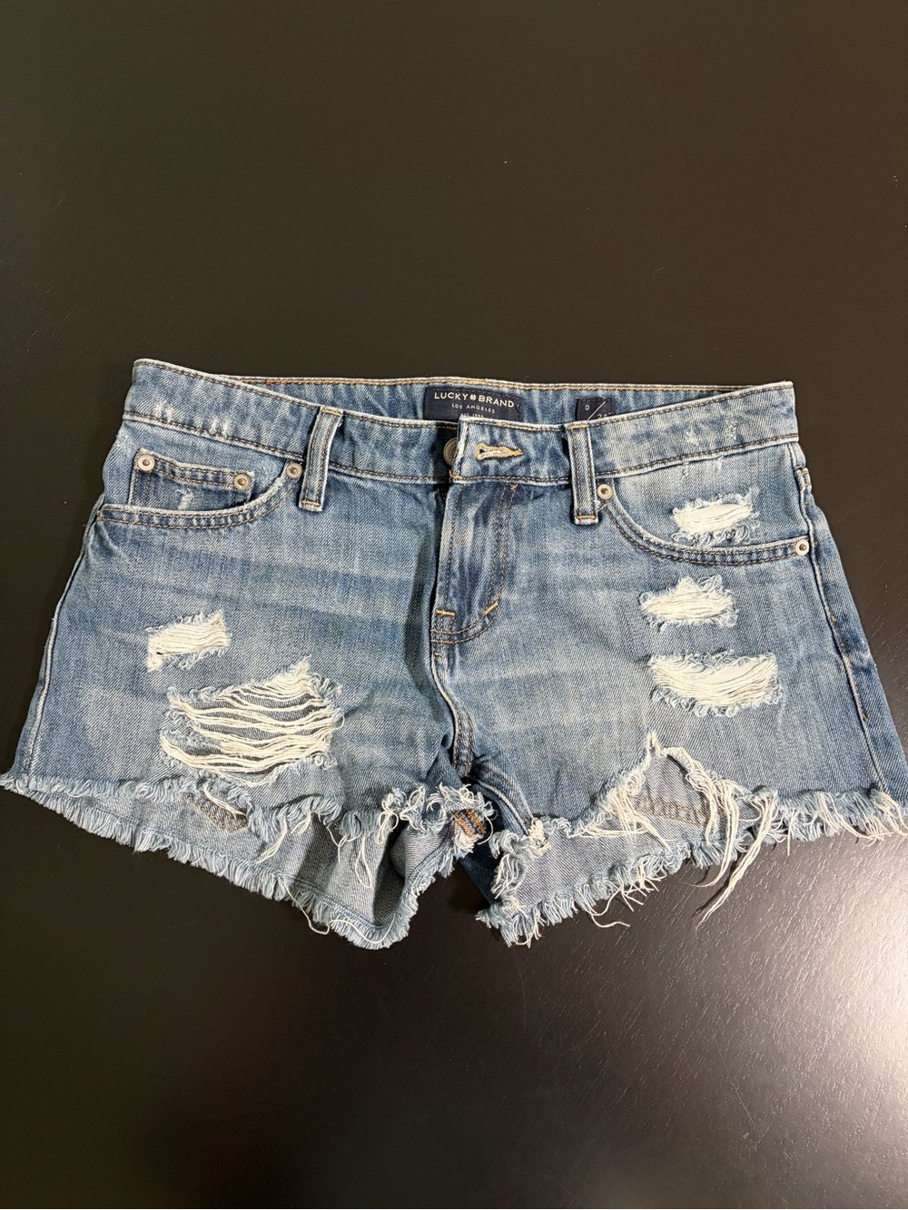 Lucky Brand The Cut Off Distressed Denim Shorts Size 0/25